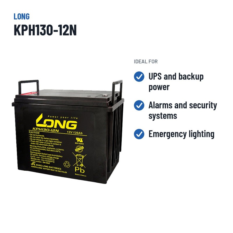 Bateria estacionária UPS Long KPH130-12N 12V 130Ah AGM