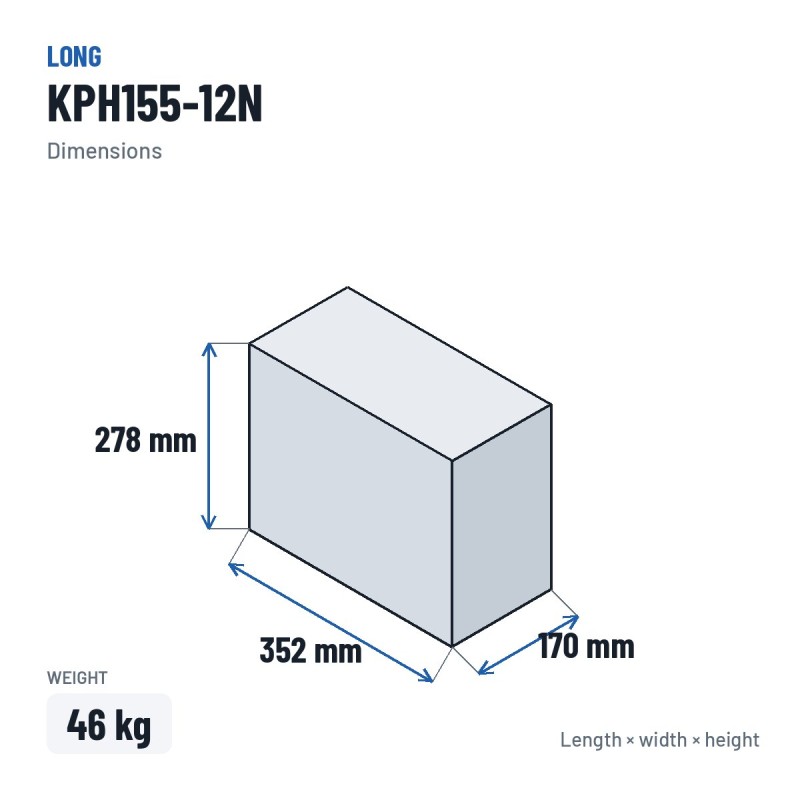 Stationärbatterie USV Long KPH155-12N 12V 155Ah AGM – Abmessungen 352 × 170 × 278 mm