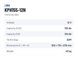 Batería estacionaria SAI/UPS Long KPH155-12N 12V 155Ah AGM – ficha técnica