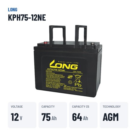 Batería estacionaria SAI/UPS Long KPH75-12NE 12V 75Ah AGM