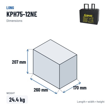 Batería estacionaria SAI/UPS Long KPH75-12NE 12V 75Ah AGM