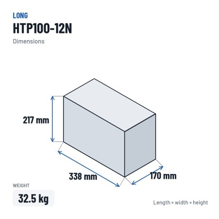 Stationary UPS battery Long HTP100-12N 12V 100Ah AGM – dimensions 338 × 170 × 217 mm
