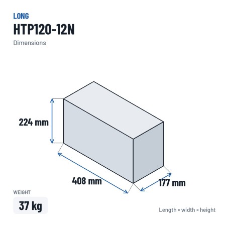 Batterie stationnaire onduleur Long HTP120-12N 12V 120Ah AGM – dimensions 408 × 177 × 224 mm