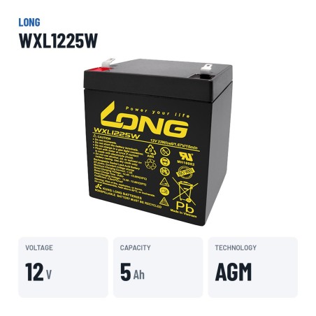 Stationary UPS battery Long WXL1225W 12V 5Ah AGM – key specs