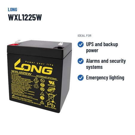 Stationary UPS battery Long WXL1225W 12V 5Ah AGM – recommended uses