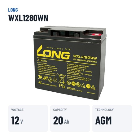 Stationary UPS battery Long WXL1280WN 12V 20Ah AGM – key specs