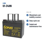 Wheelchair battery Long U1-34HN 12V 34Ah AGM – recommended uses