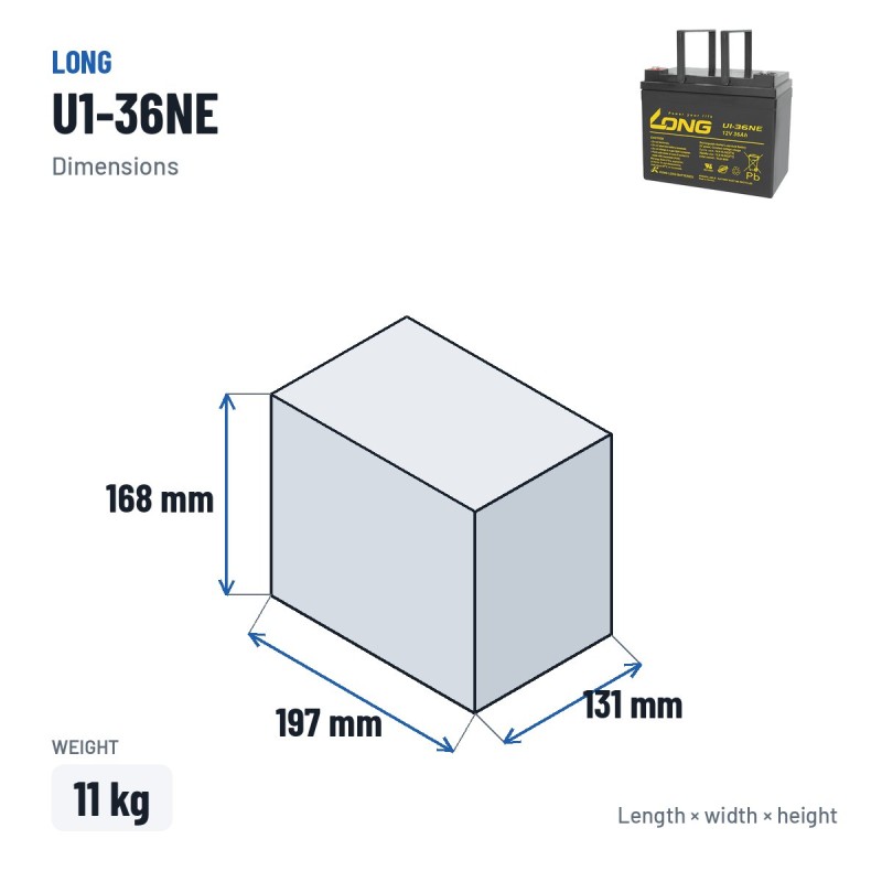 Batería de silla de ruedas Long U1-36NE 12V 36Ah AGM