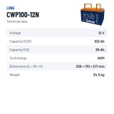 Batteria solare Long CWP100-12N 12V 100Ah AGM – scheda tecnica
