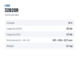 Batería de coche Long 32B20R 12V 35Ah – ficha técnica