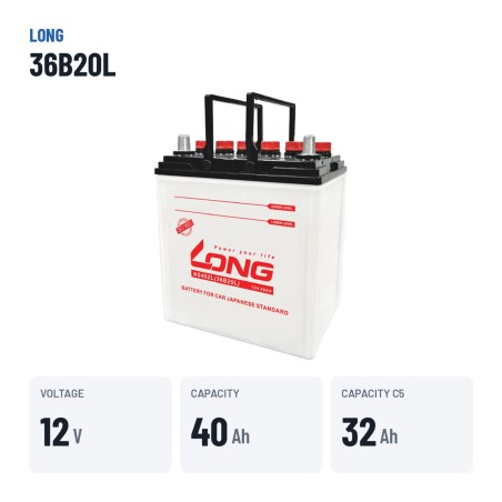 Bateria de carro Long 36B20L 12V 40Ah – dados principais