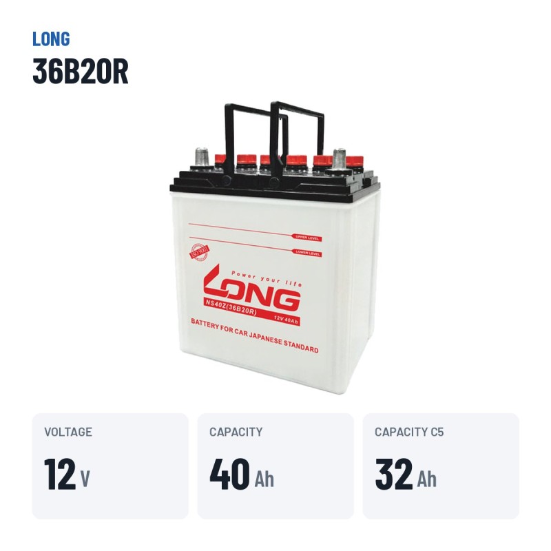 Autobatterie Long 36B20R 12V 40Ah – wichtigste Daten