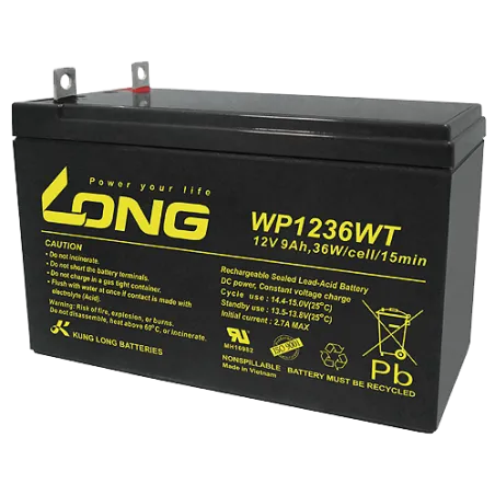 Long WP1236WT. Batería para dispositivos electrónicos Long 9Ah 12V