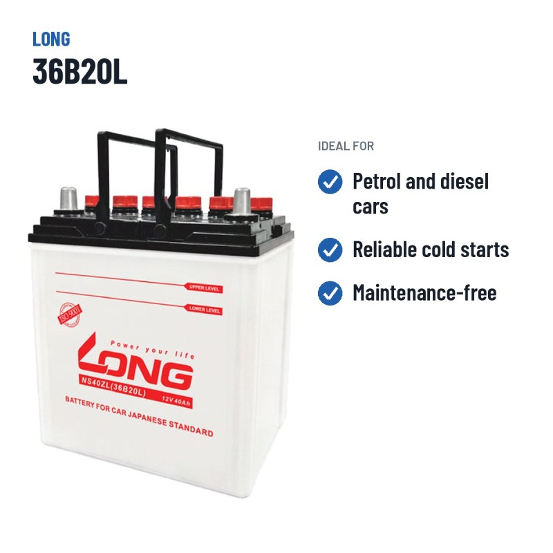 Batterie voiture Long 36B20L 12V 40Ah – utilisations recommandées