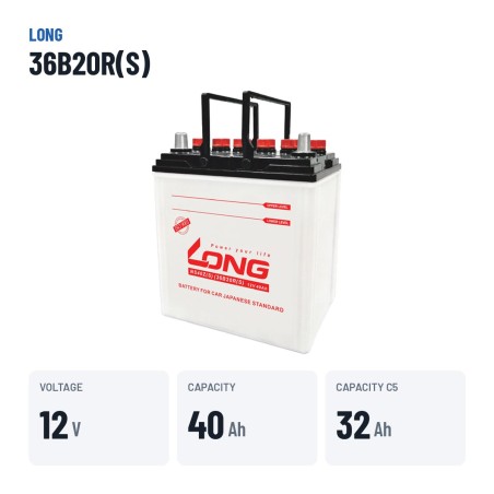 Bateria de carro Long 36B20R(S) 12V 40Ah – dados principais