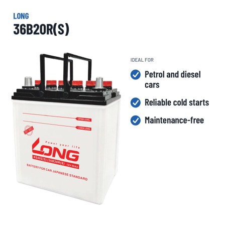 Car battery Long 36B20R(S) 12V 40Ah – recommended uses