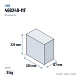 Car battery Long 46B24R-MF 12V 45Ah – dimensions 236 × 127 × 225 mm