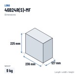 Autobatterie Long 46B24R(S)-MF 12V 45Ah – Abmessungen 236 × 127 × 225 mm