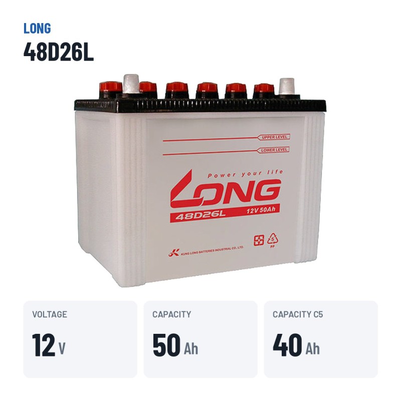 Autobatterie Long 48D26L 12V 50Ah – wichtigste Daten
