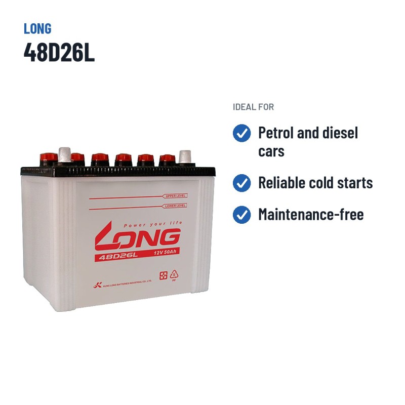 Car battery Long 48D26L 12V 50Ah – recommended uses