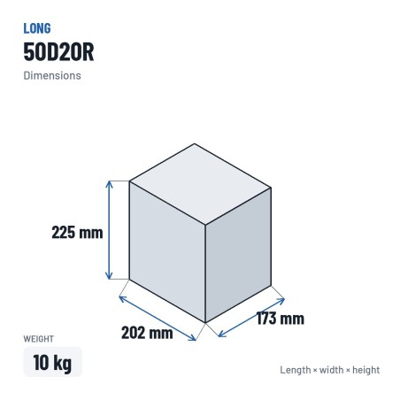 Batería de coche Long 50D20R 12V 50Ah – medidas 202 × 173 × 225 mm