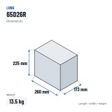 Bateria de carro Long 65D26R 12V 65Ah – medidas 260 × 173 × 225 mm