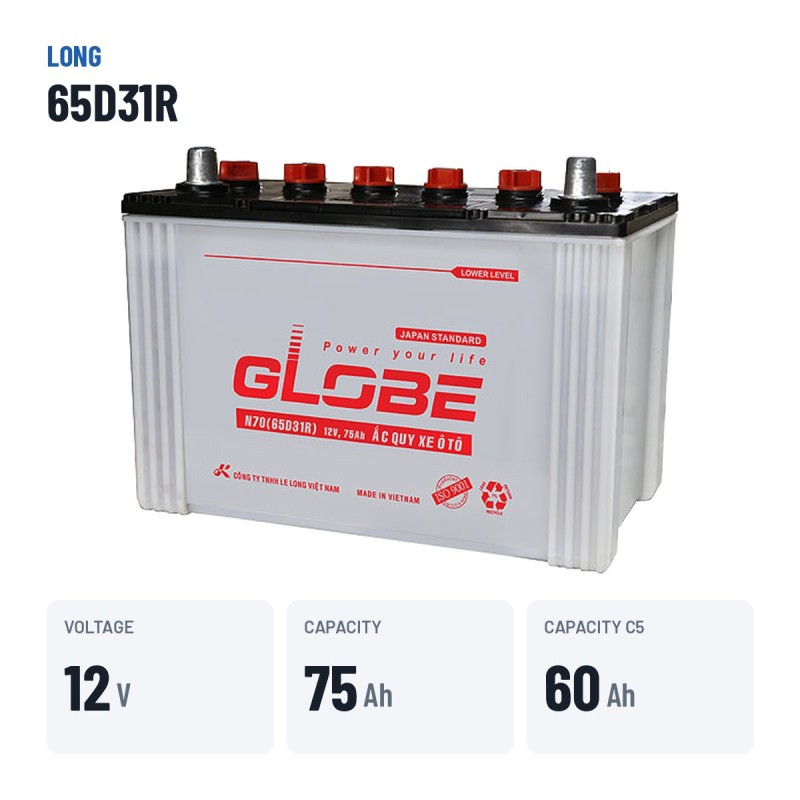 Batteria auto Long 65D31R 12V 75Ah – dati principali