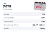 Batterie voiture Long 65D31R 12V 75Ah – fiche technique