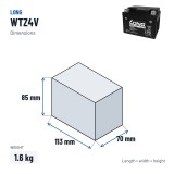 Batería de coche Long WTZ4V 12V 3.7Ah – medidas 113 × 70 × 85 mm
