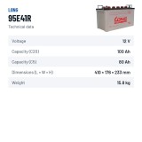 Batterie voiture Long 95E41R 12V 100Ah | baterias.com