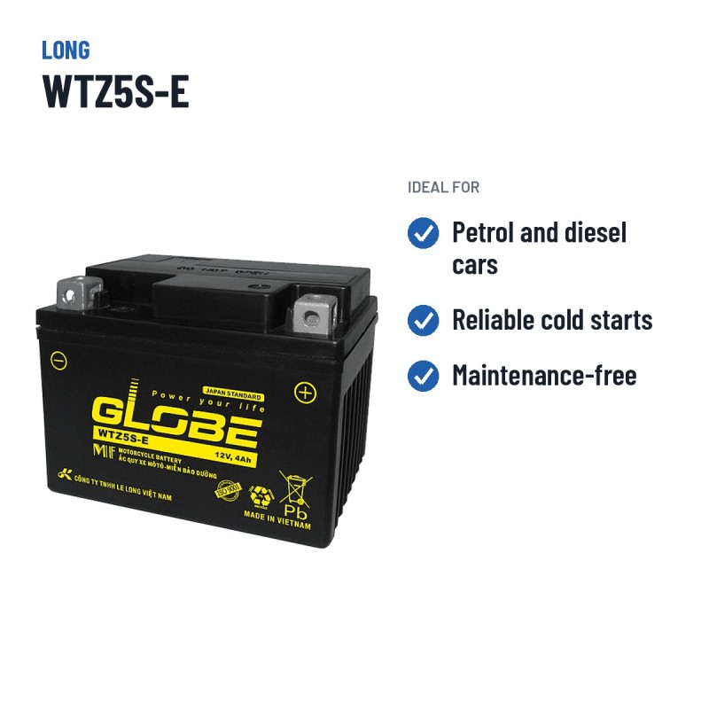 Autobatterie Long WTZ5S-E 12V 4Ah – empfohlene Einsatzbereiche