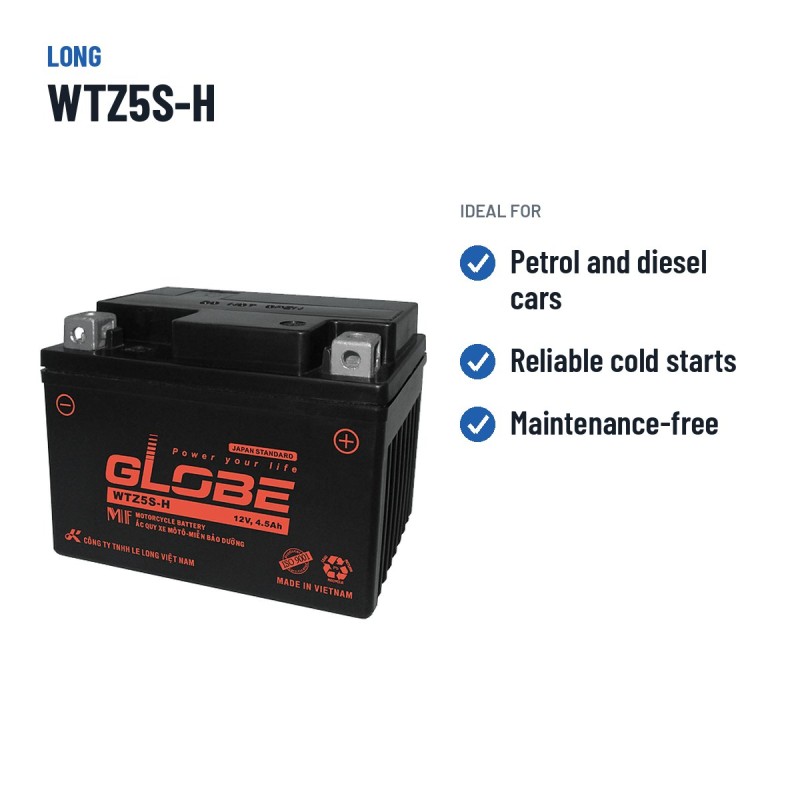 Car battery Long WTZ5S-H 12V 4.5Ah – recommended uses