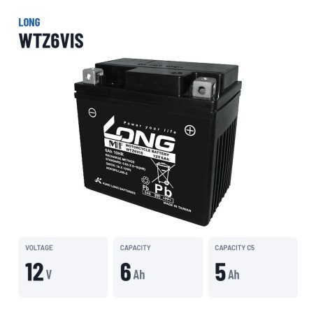 Batteria auto Long WTZ6VIS 12V 6Ah – dati principali