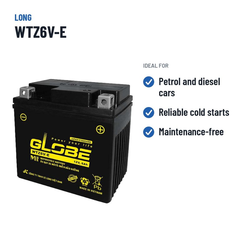Bateria de carro Long WTZ6V-E 12V 6Ah – utilizações recomendadas