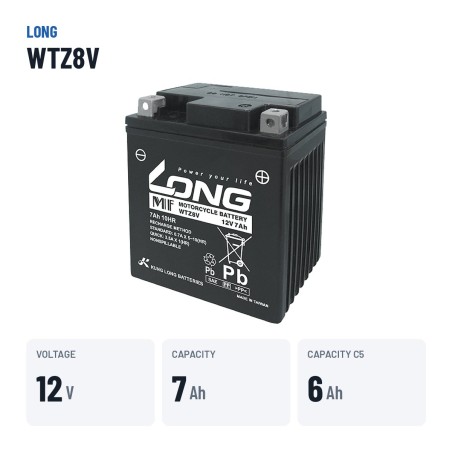 Batterie voiture Long WTZ8V 12V 7Ah – caractéristiques clés