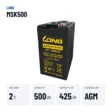 Telecom battery Long MSK500 2V 500Ah AGM – key specs