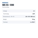 Energy storage battery Powersafe SBS XC+ 1200 2V 1260Ah AGM – technical data