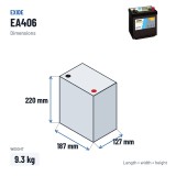 Batteria auto Exide EA406 12V 40Ah 350A – dimensioni 187 × 127 × 220 mm