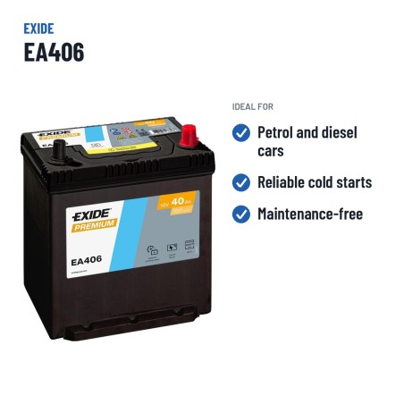 Batteria auto Exide EA406 12V 40Ah 350A – usi consigliati
