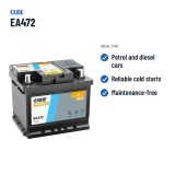 Bateria de carro Exide EA472 12V 47Ah 450A – utilizações recomendadas