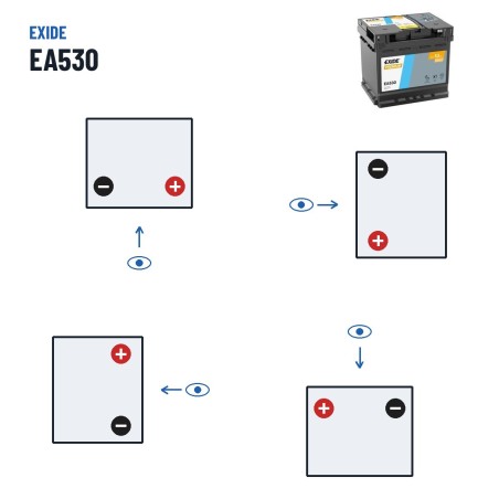 Bateria de carro Exide EA530 12V 53Ah 540A | baterias.com