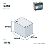 Batteria auto Exide EA640 12V 64Ah 640A – dimensioni 242 × 175 × 190 mm