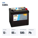 Car battery Exide EA654 12V 65Ah 580A – key specs