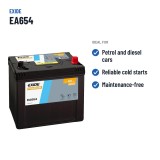 Car battery Exide EA654 12V 65Ah 580A – recommended uses