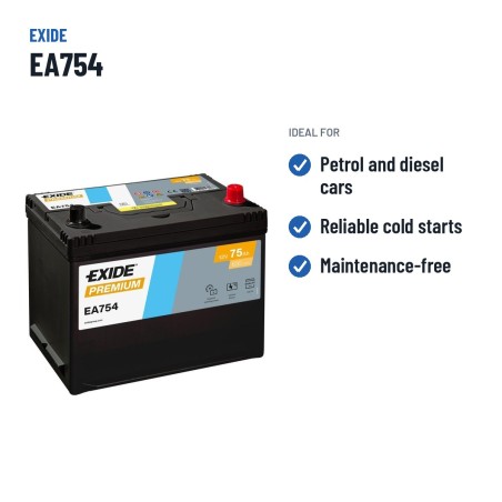 Autobatterie Exide EA754 12V 75Ah 630A – empfohlene Einsatzbereiche