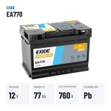 Bateria de carro Exide EA770 12V 77Ah 760A – dados principais