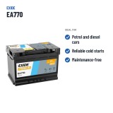 Bateria de carro Exide EA770 12V 77Ah 760A – utilizações recomendadas