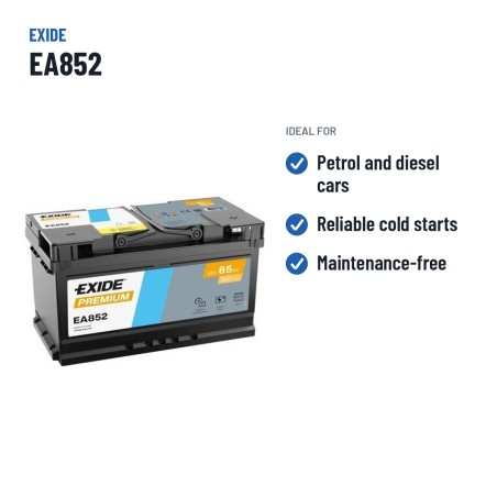Batteria auto Exide EA852 12V 85Ah 800A – usi consigliati