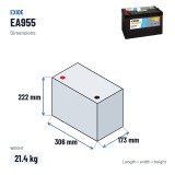 Batterie voiture Exide EA955 12V 95Ah 800A | baterias.com