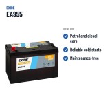 Bateria de carro Exide EA955 12V 95Ah 800A – utilizações recomendadas